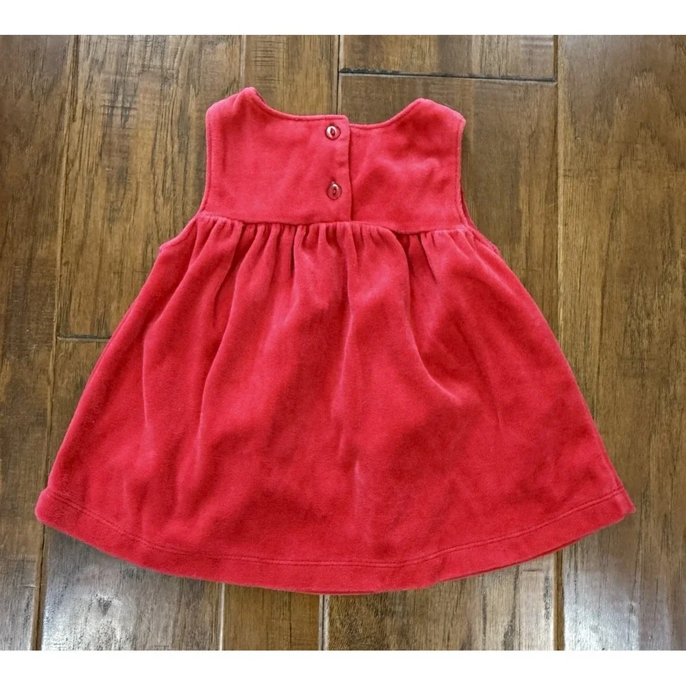 Vintage OshKosh‎ BGosh Baby Jumper Dress 3-6 Month Red Velvet Floral Embroidered
